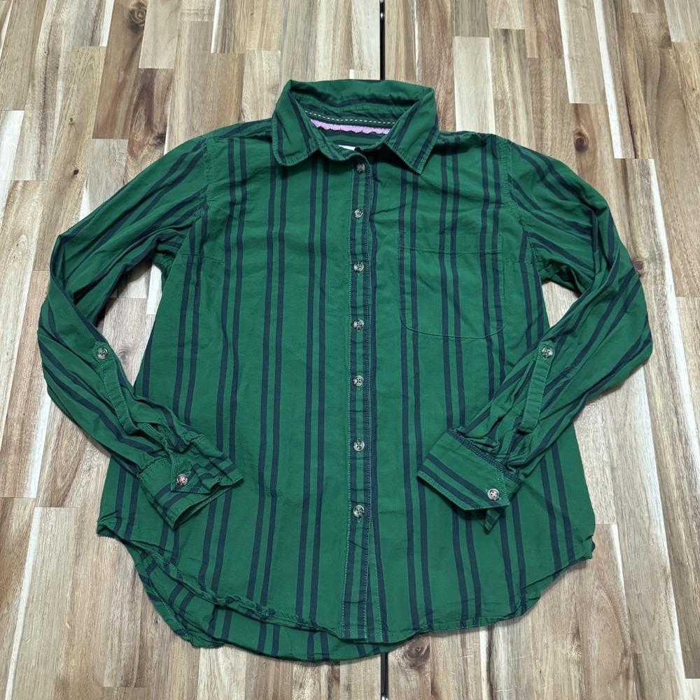 Maeve Anthropologie Shirt Womens 4 Green Striped Long Sleeve Button Up Blouse